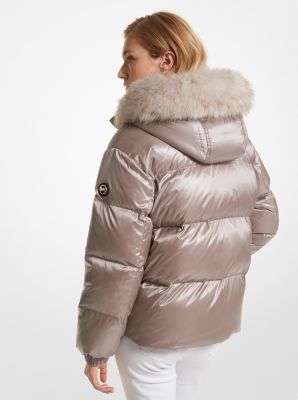 Michael kors faux hot sale fur trim puffer coat