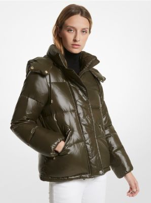 Michael Kors Quilted Nylon Puffer Jacket In Green