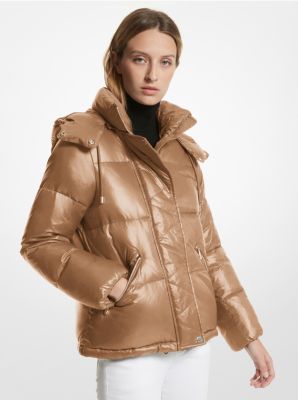 Michael Kors Quilted Nylon Puffer Jacket In Brown