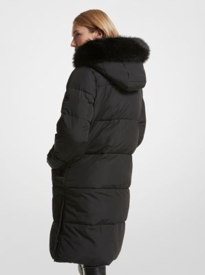 Faux Fur Trim Quilted Puffer Coat image number 1