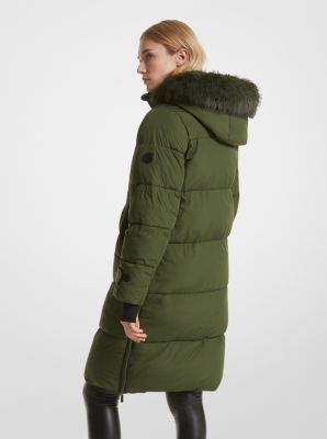 Faux Fur Trim Quilted Puffer Coat image number 1