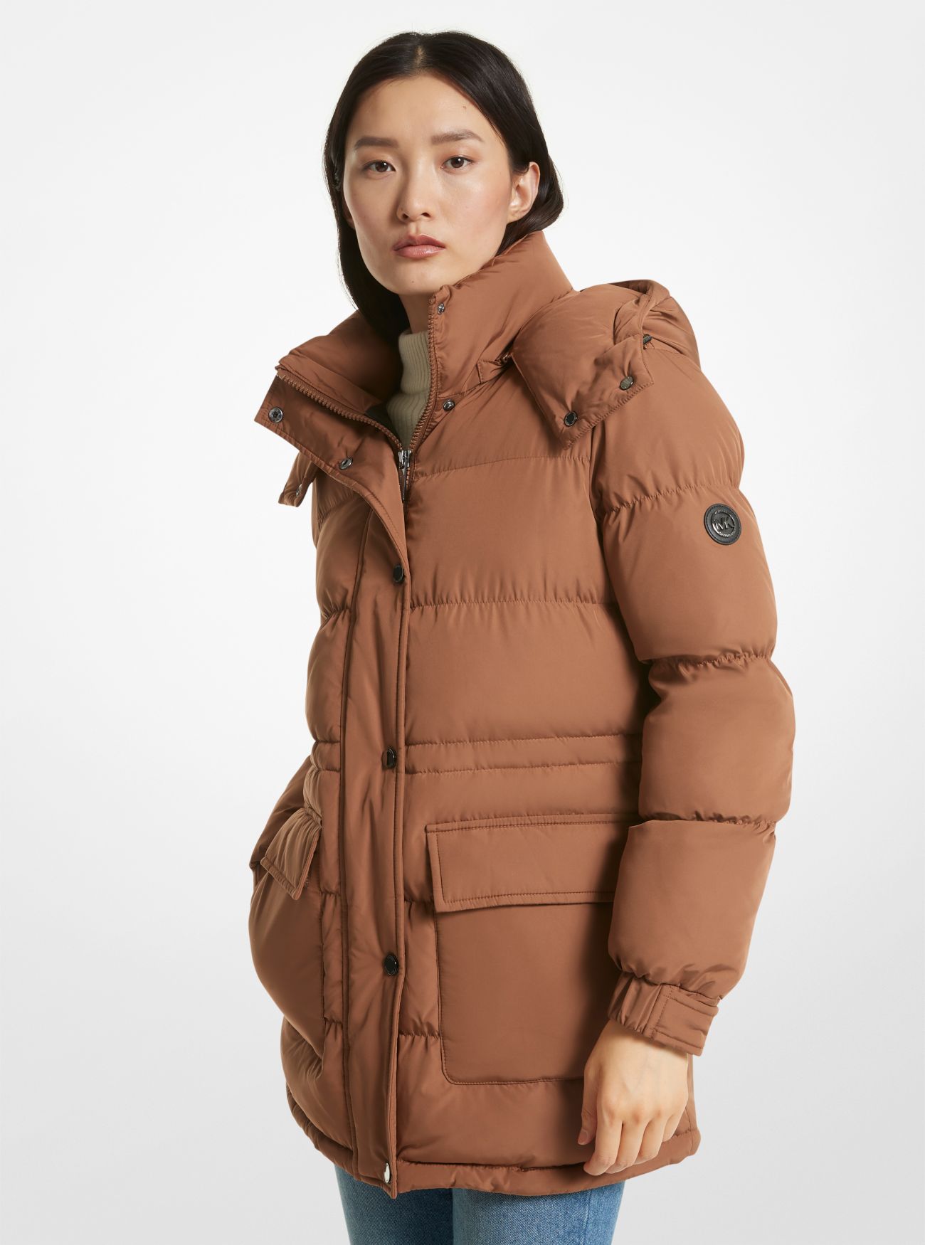 MK Quilted Puffer Jacket - Brown - Michael Kors