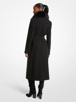 Women's wool coat on sale with fur trim