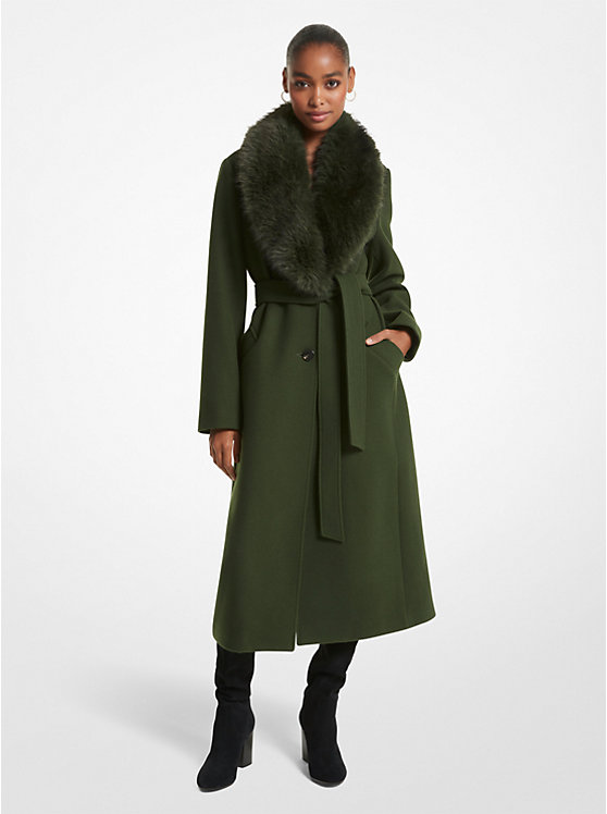 Faux Fur Trim Wool Blend Coat image number 0