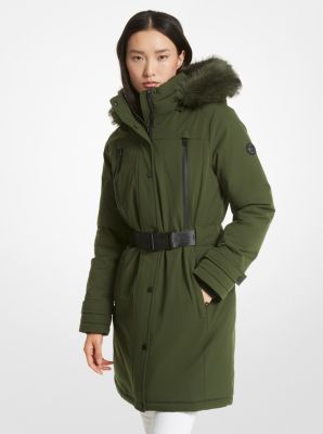 Faux Fur Trim Belted Parka image number 0