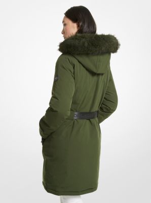 Faux Fur Trim Belted Parka image number 1