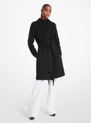 Fringe Wool Blend Belted Coat | Michael Kors