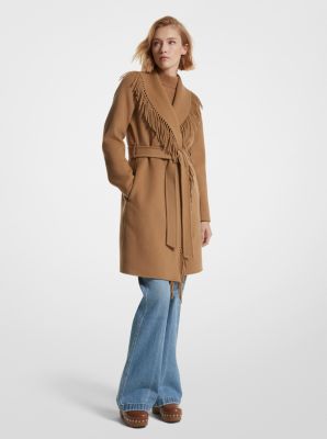 Manteau en mélange de laine à franges et à ceinture image number 0