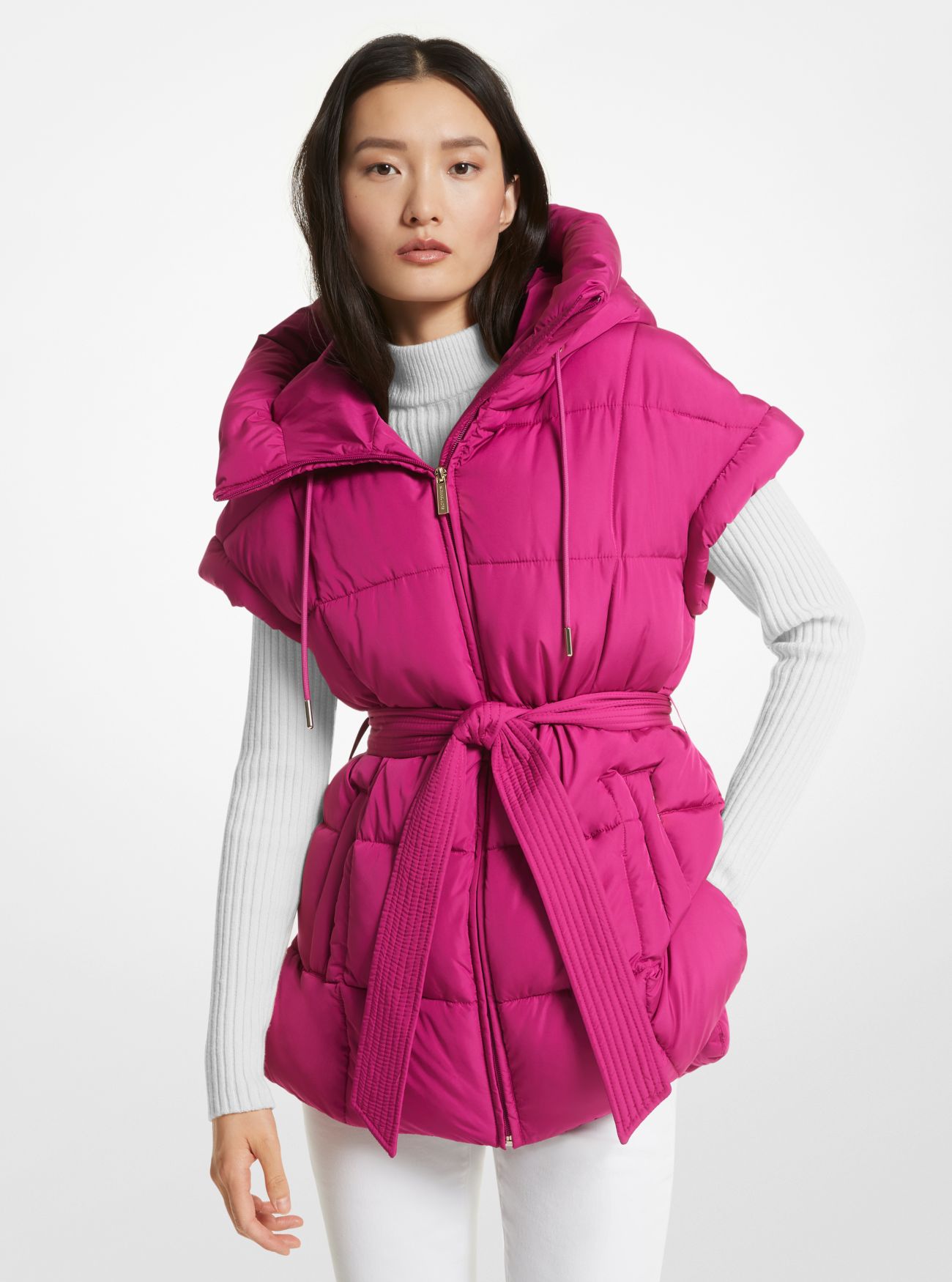 MK Quilted Puffer Vest - Pink - Michael Kors