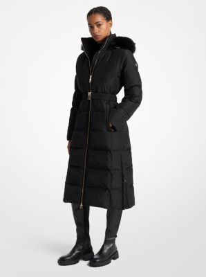 Michael michael kors petite deals faux fur hooded down coat