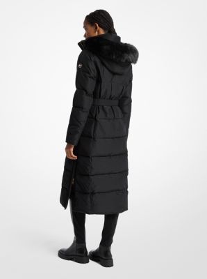 Faux Fur Trim Quilted Puffer Coat