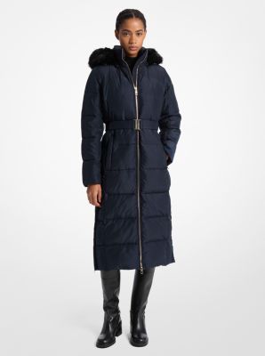 Faux Fur Trim Quilted Puffer Coat image number 0