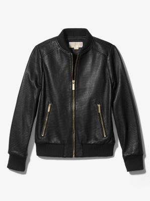 Michael kors women's leather bomber clearance jacket