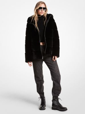 Total 75+ imagen michael kors black faux fur coat