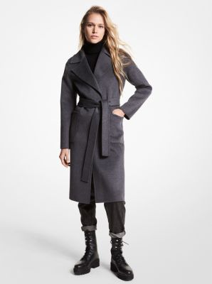 Wool blend wrap store coat michael kors