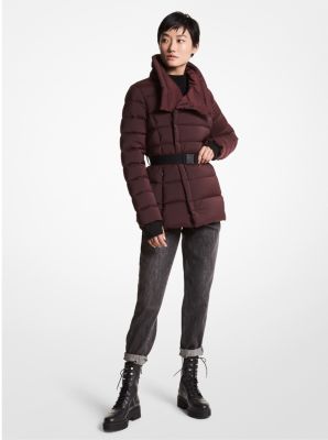 Asymmetrical hooded packable puffer coat best sale