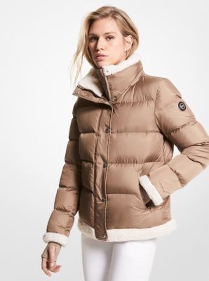 Michael kors taupe clearance puffer jacket