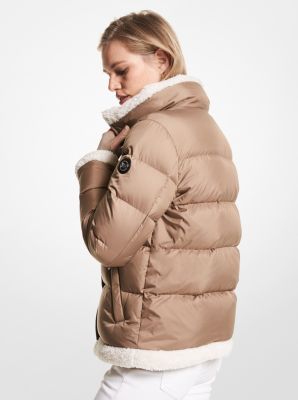 Michael kors taupe puffer on sale jacket