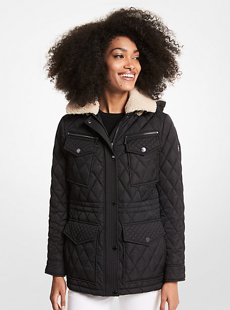 Faux Shearling-Trim Quilted Jacket | Michael Kors