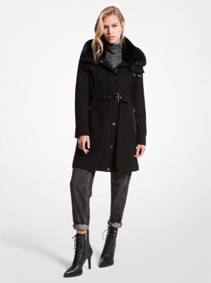 Faux Fur-Trimmed Wool Blend Coat | Michael Kors