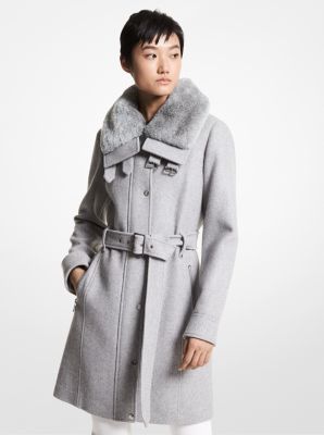 Faux Fur-Trimmed Wool Blend Coat | Michael Kors