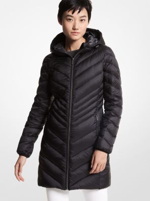 Hooded down & neoprene jacket michael michael clearance kors