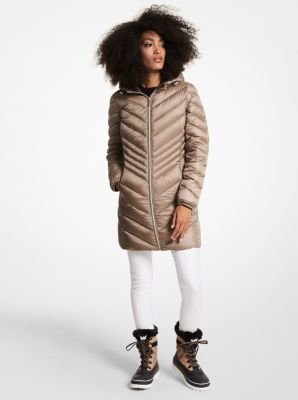 Michael kors packable 2025 down jacket taupe