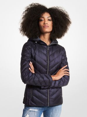 Packable nylon puffer shop jacket michael kors