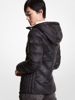 Quilted nylon packable online puffer coat michael kors