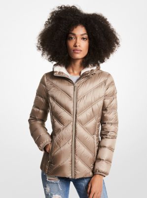 Faux Fur-Lined Quilted Nylon Packable Puffer Jacket image number 0