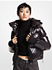 Quilted Patent Nylon Cropped Puffer Jacket image number 0