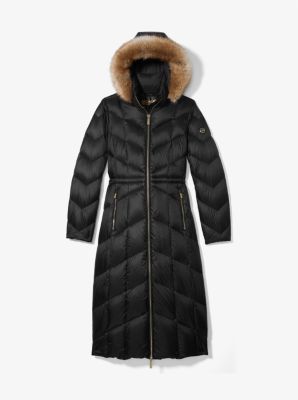 Faux Fur Trim Quilted Nylon Puffer Coat | Michael Kors