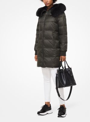 quilted down and faux fur puffer jacket michael kors