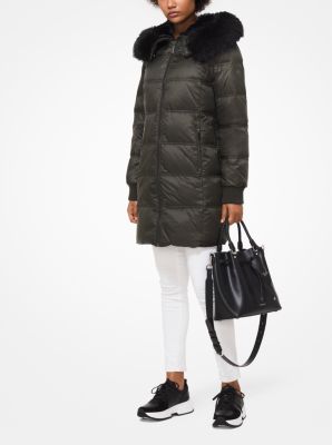 michael michael kors quilted down and faux fur puffer jacket