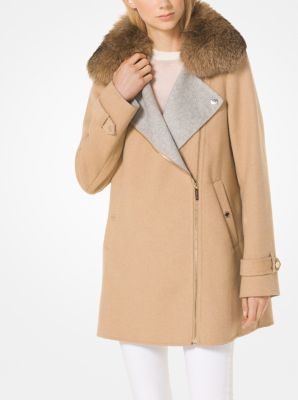 Michael kors coat with fur best sale collar