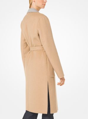 Wool-Blend Wrap Coat