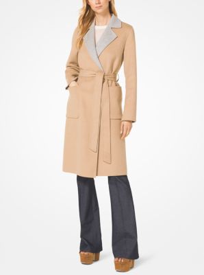 michael kors belted wool blend coat