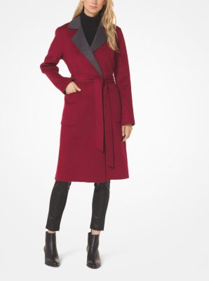 michael kors wool blend wrap coat