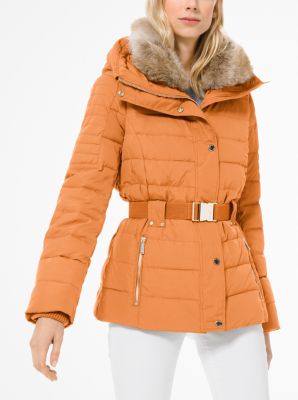 faux fur quilted puffer jacket