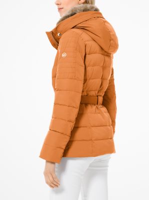 michael michael kors quilted down and faux fur puffer jacket