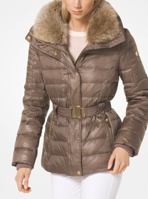 Quilted Down and Faux Fur Puffer Jacket 