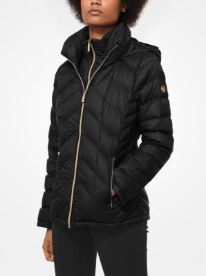 Quilted Nylon Packable Hooded Puffer 