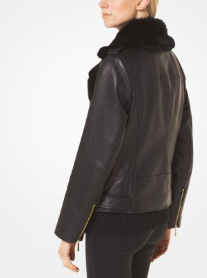 Leather and Faux Fur Moto Jacket Michael Kors Canada