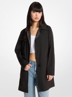 Reversible Logo Print Woven Trench Coat