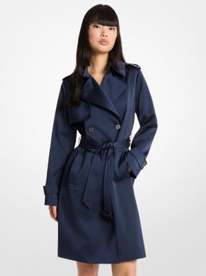 MK Trenchcoat Aus Satin - Blau