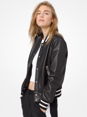 Leather Baseball Jacket | Michael Kors