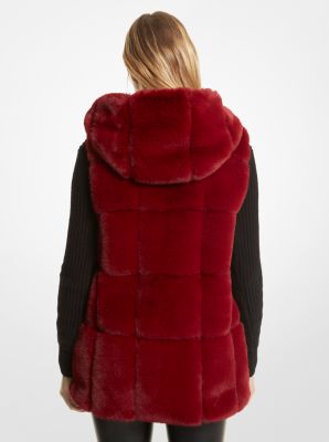 Quilted Faux Fur Hooded Vest