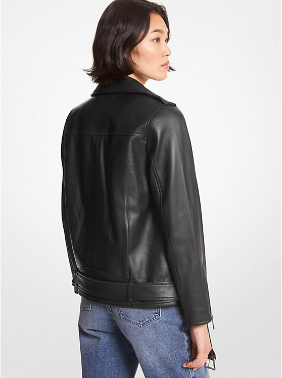 Belted Leather Biker Jacket image number 1
