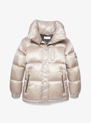 Michael Kors Ciré Shine Hooded Puffer Coat Jacket (as1, alpha, m, regular,  regular, Crimson Red)