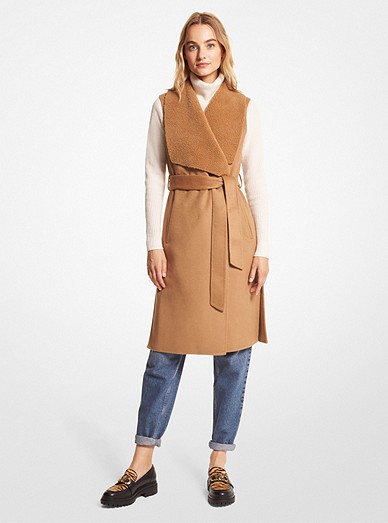 Wool Blend And Sherpa Wrap Vest | Michael Kors